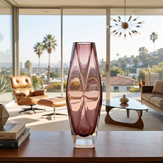 Image 1 of 1960s Flavio Poli for Seguso Sommerso Murano Glass Vase. Made in italy