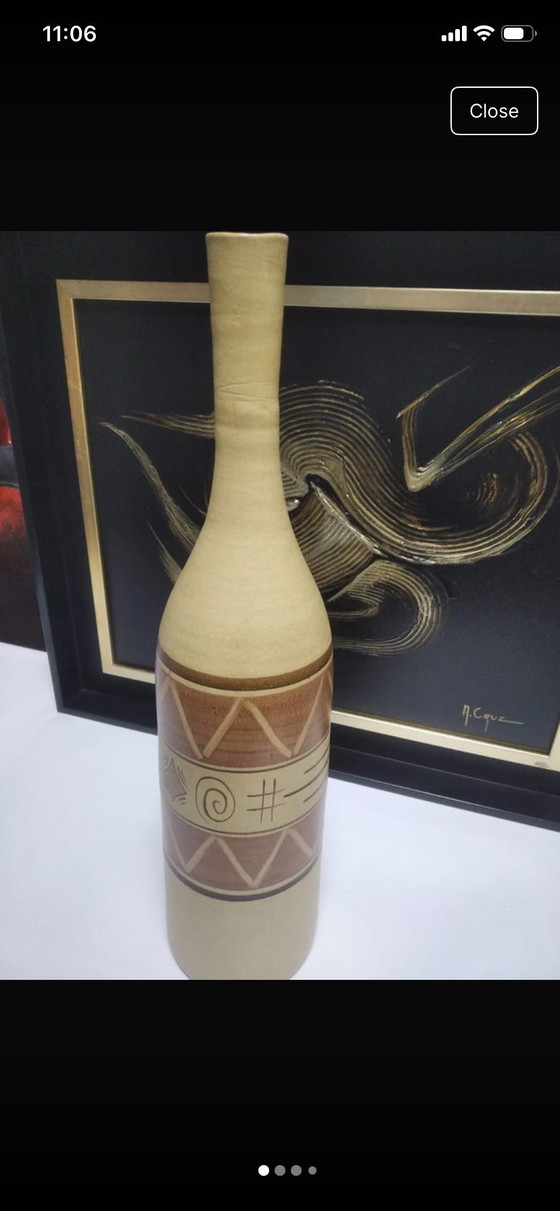Image 1 of Hand-Painted Tribal Style Bud Vase