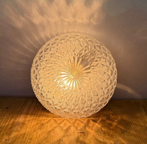 Lampada da parete o plafoniera in vetro vintage, anni '70, Plafoniere, Metallo, Trasparente (foto 10 di 14)