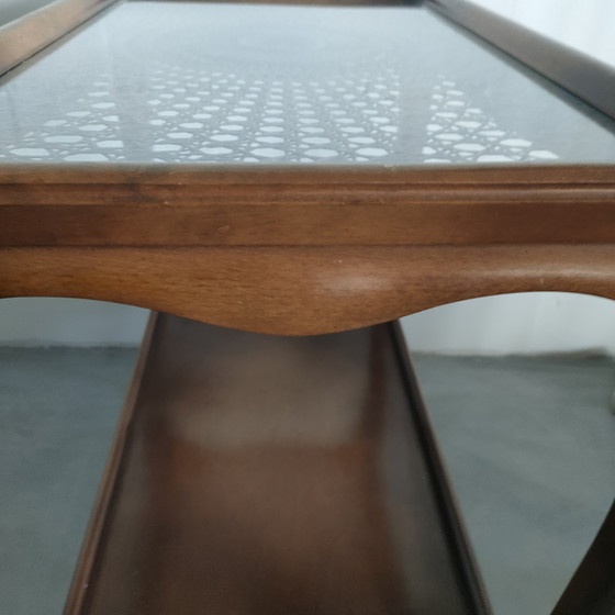 Image 1 of Vintage Webbing/Wicker Vitrine Serveerwagen/Bijzettafel (Chippendale Style)