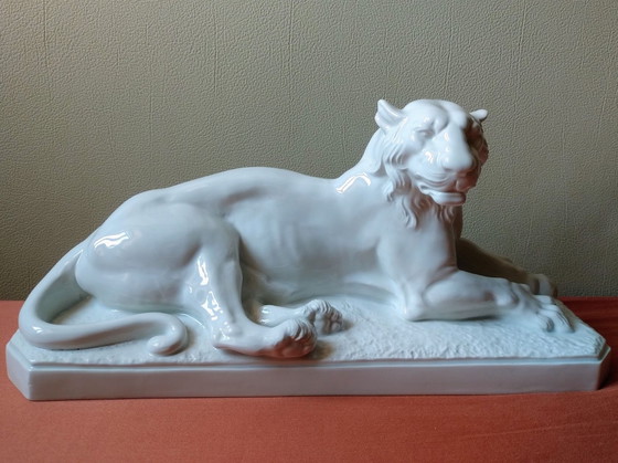 Rare Pair White Ceramic Lion Sculptures Mottahedeh Design Italy, Decorative Objects, Porcelain (photo 12 of 15)