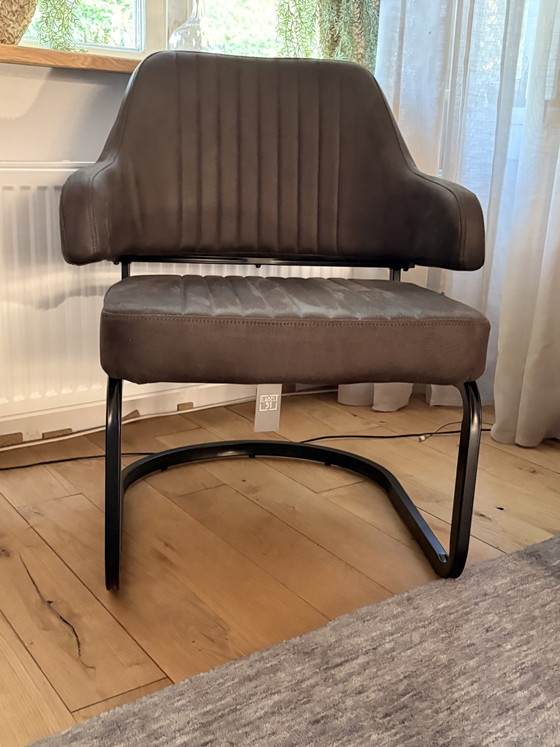 Modern dark grey chairs brand Label51 – Dining chairs, Metal, Textile (photo 3 of 5)