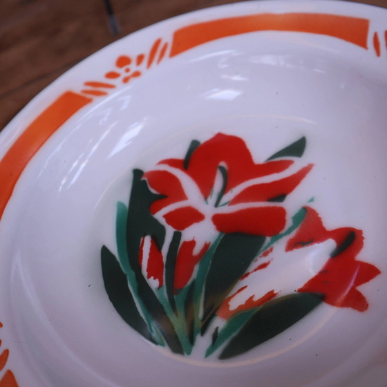 Assiette creuse vintage en étain émaillé chinois. – Vaisselle (photo 2 of 5)