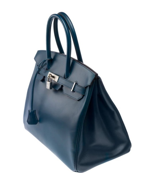 Image 1 of Borsa HERMES Birkin 35 in cuoio blu - 103221