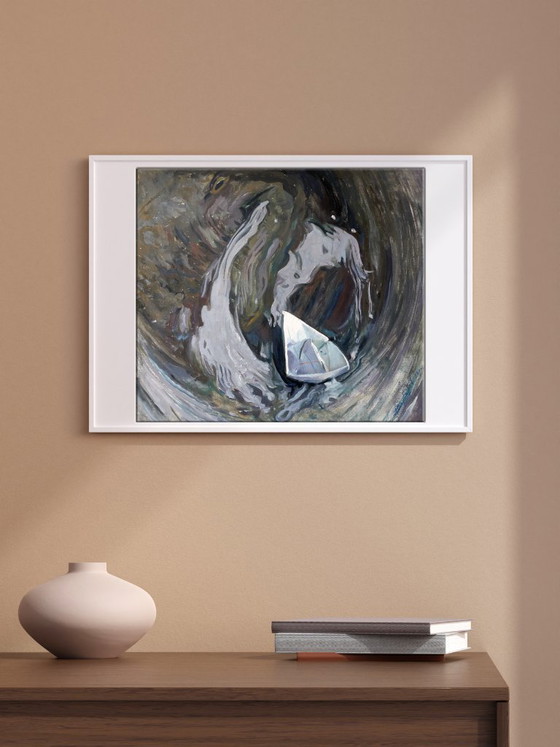 Peinture à l'Huile Originale Art Contemporain Symbolisme Minimalisme Tourbillon – Peintures et dessins, Canvas (photo 3 of 7)