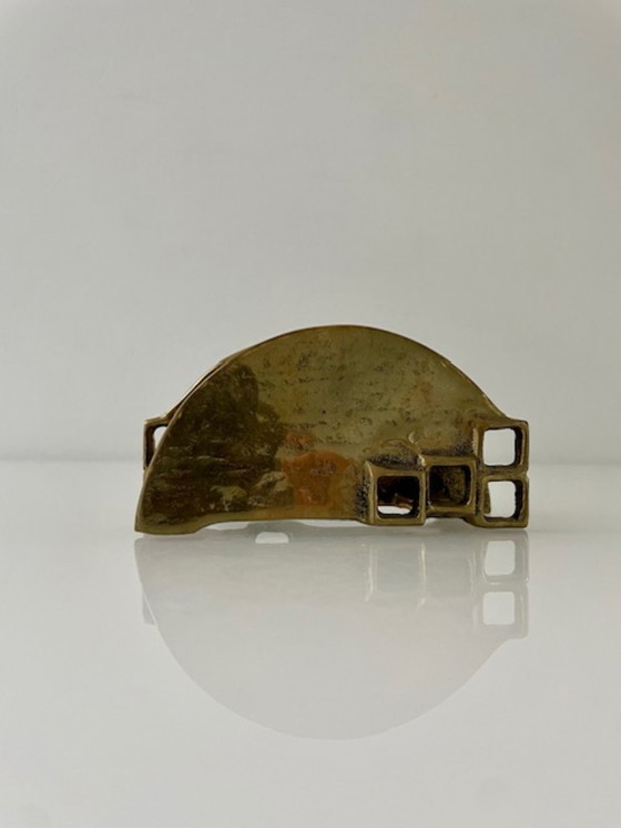 Image 1 of Brutalist messing servethouder van Heinz Goll jaren 60