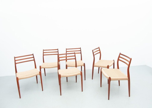 6x Model 78 made of teak by Niels Otto Møller for J.L. Møller Møbelfabrik (1950s)
