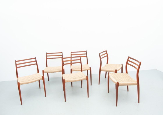 Image 1 of 6x Model 78 made of teak by Niels Otto Møller for J.L. Møller Møbelfabrik (1950s)
