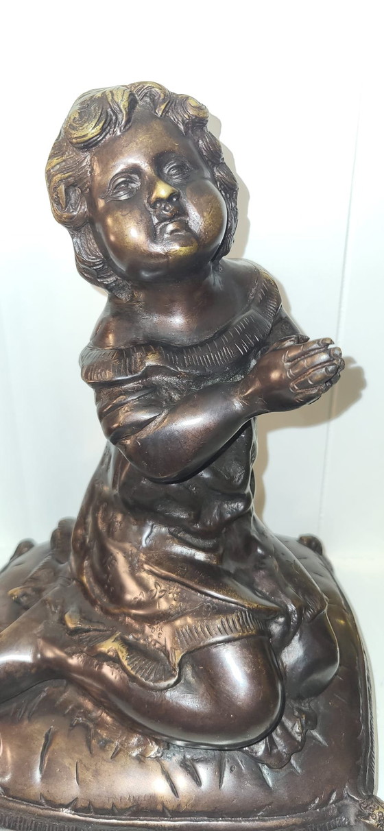 Bronze Praying Girl Morning Prayer M. Moreau Sculpture – Mathurin Moreau (photo 4 of 11)