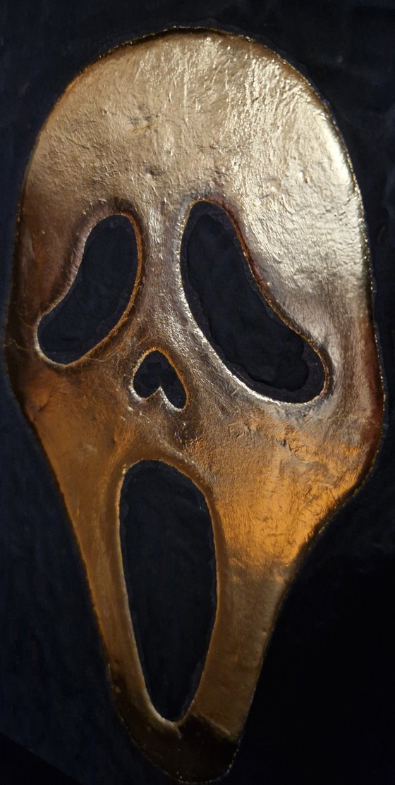 Image 1 of Masque Scream en or 23 carats, cadre doré, édition limitée années 80