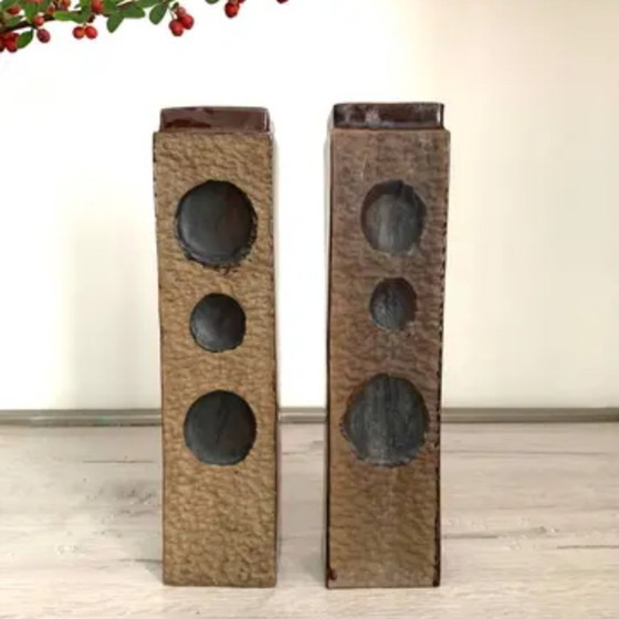 Image 1 of Vasi in ceramica retrò, Jihokera, anni '70, set di 2