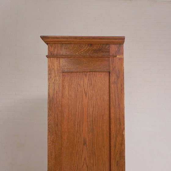 Image 1 of Eiken rolluikkast met 2 luiken boven elkaar, jaren 30