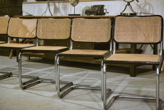 Set di 6 sedie Cesca B32 di Marcel Breuer anni '70 – Sedie da pranzo, Legno, polished steel, Bauhaus (photo 2 of 14)