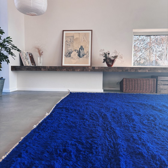 Image 1 of Handgewebter Berberteppich aus 100% Wolle Blau Klein