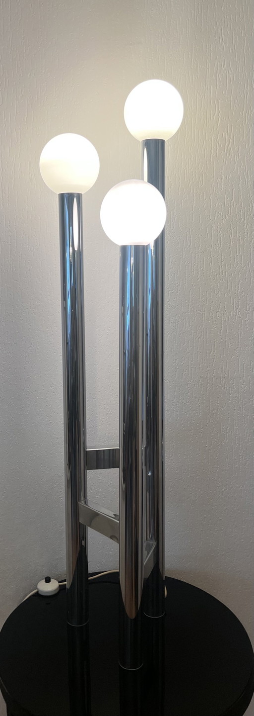 Duitse vintage vloerlamp in Space Age-stijl, gemaakt van glas en metaal, jaren 70. – vloerlampen, Chrome (photo 2 of 12)