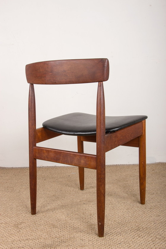 Image 1 of Set of 4 Danish Teak Chairs in Black Skaï by P.E. Jorgensen for Farso Stolefabrik 1960