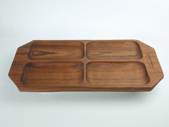 Image 1 of Solid Teak 4 Compartment Serving Tray