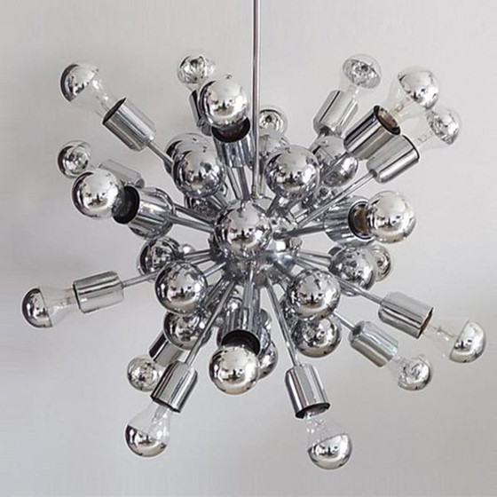 Image 1 of 1970s Astonishing Chandelier Sputnik by Goffredo Reggiani in Chrome. Made in Italy