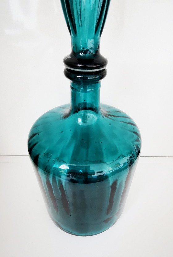 Image 1 of Carafe Empoli avec couvercle à motif martin-pêcheur, années 1950-1960