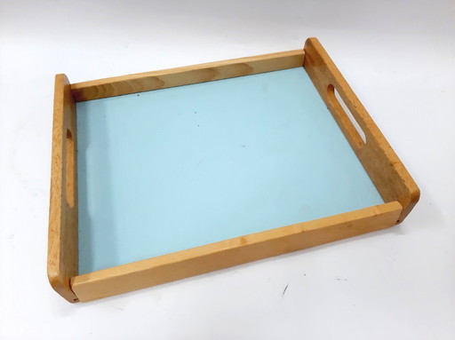 Vintage Rectangular Wooden Tray with Handles