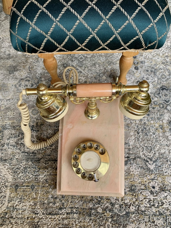 Mid-Century Rococo Onyx Marble Rotary Dial Table Telephone 1960s Baroque – Decorative Objects, Metal (photo 4 of 8)