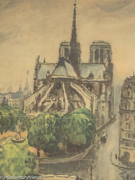 Reclameposter "Notre Dame" Franse Nationale Spoorwegen, 87 x 123 cm – SNCF, Glass, Paper (photo 11 of 16)