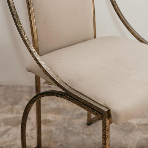 Image 1 of Dining Set 4 Vintage Italian Brass Dining Chairs by Zevi Design 1970's