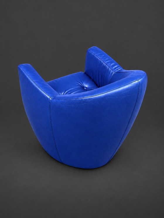 2x Leolux Carabita Fauteuils cuir bleu cobalt (photo 4 sur 8)