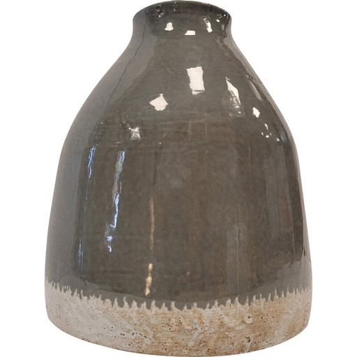 Vase vintage en céramique émaillée grise, France