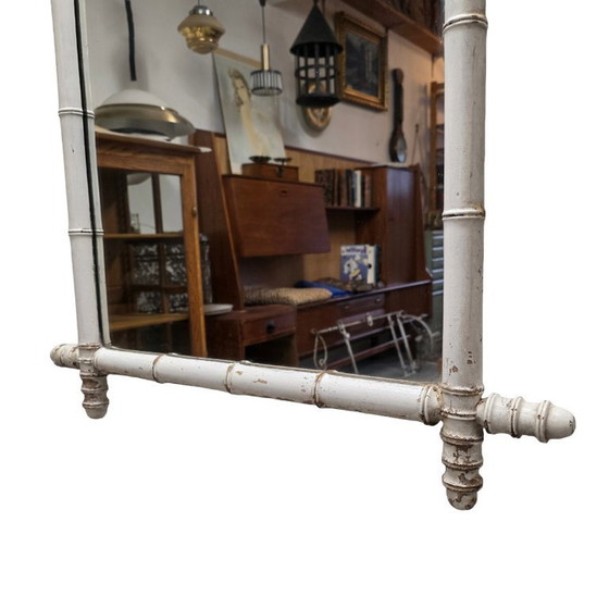 Image 1 of Specchio vintage bianco effetto bambù