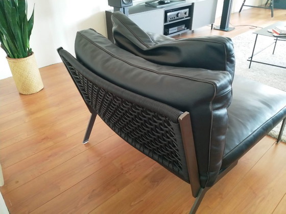 Flexform Lifesteel black leather 2-seater sofa and armchair, 2 seaters, Metal, Modern (photo 11 of 12)