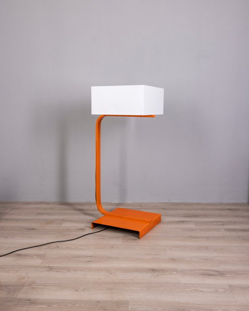 Vintage Space Age Italian Orange Metal and Acrylic Glass Floor Lamp, 1970s – vloerlampen