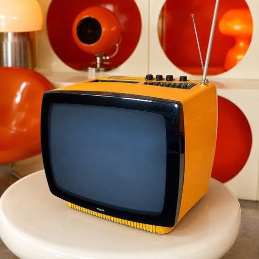 Televisor portátil REX de los años 70, en blanco y negro. – decoratieve objecten, Plastic
