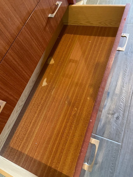 Image 1 of Commode Acajou Vintage 1960 - 4 tiroirs - Pieds Crayons