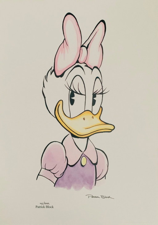 Hand-signed and numbered by Patrick Block: "Daisy Duck." Limited to one edition of 999. Here #45/999.