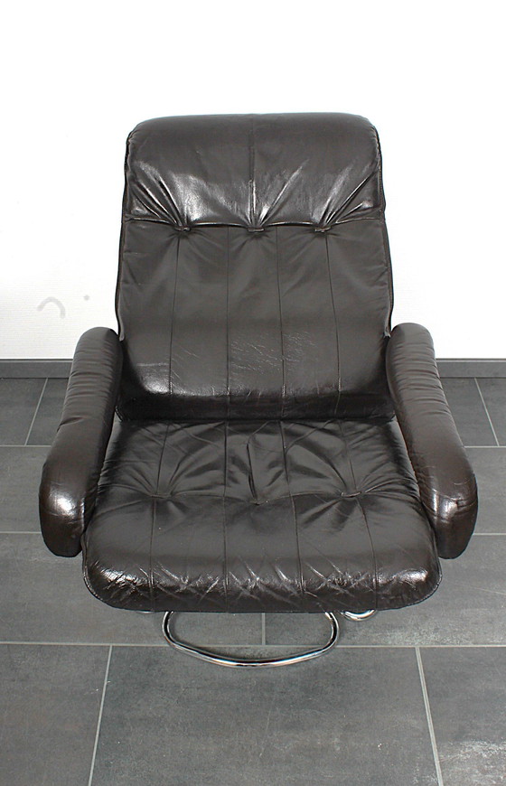 Image 1 of Sillón reclinable Unico en piel negra con pernera