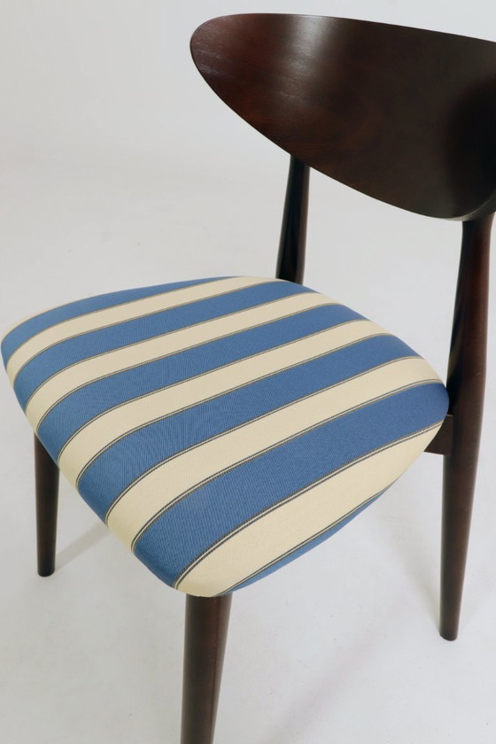 Image 1 of Modernes 4er-Set Esszimmerstühle, gestreifter Stoff, französischer Stil