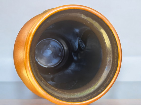 Image 1 of BAY model 720-45 - Large vintage floor vase, brown ceramic with relief pattern, 60s/70s
