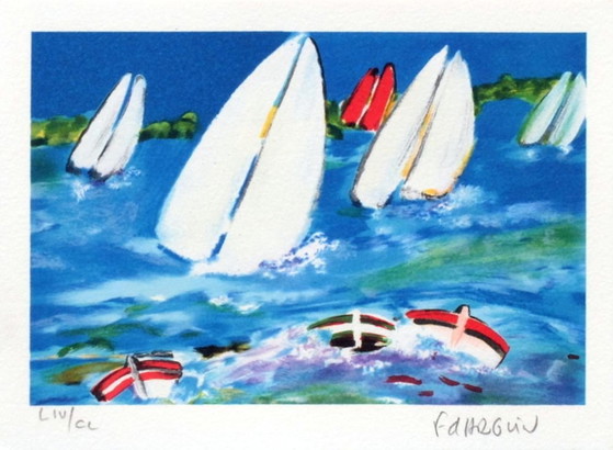 Image 1 of François D'ARGUIN Petite suite : régate III Litografia firmata 1994