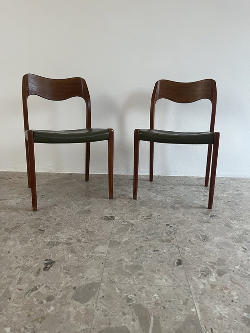 Sedie da pranzo danesi Mid-Century - Coppia Niels Otto Møller, modello 71, per J.L. Møllers Møbelfabrik