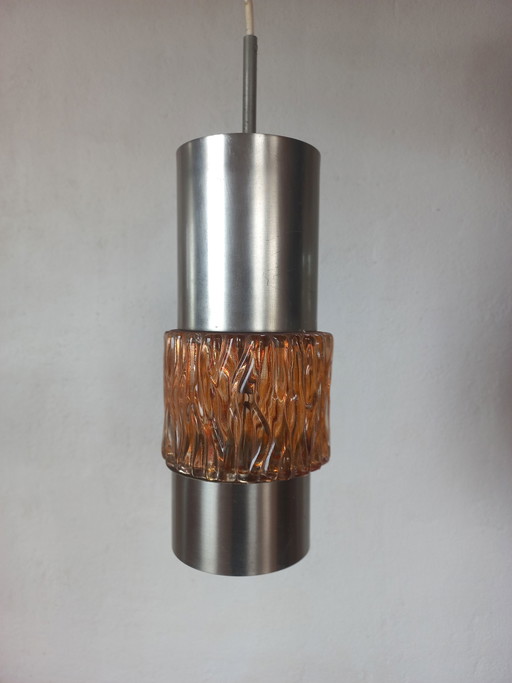 Vintage hanging lamp metal and glass