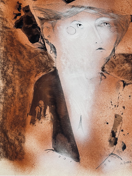 Image 1 of Robert Detheux, raro dipinto surrealista del 1966