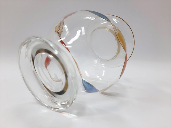 Image 1 of Vaso in vetro trasparente con treccia colorata dipinta