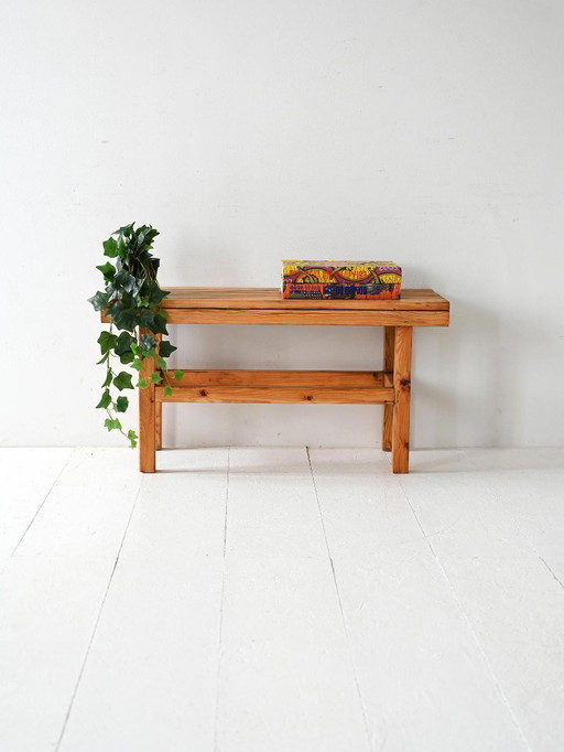 Panca vintage scandinava in legno massello di pino