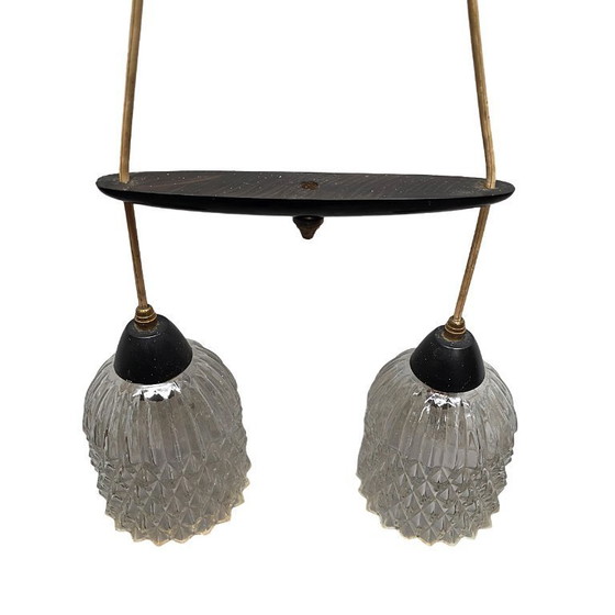 Image 1 of Vintage Franse dubbele hanglamp, circa jaren 50