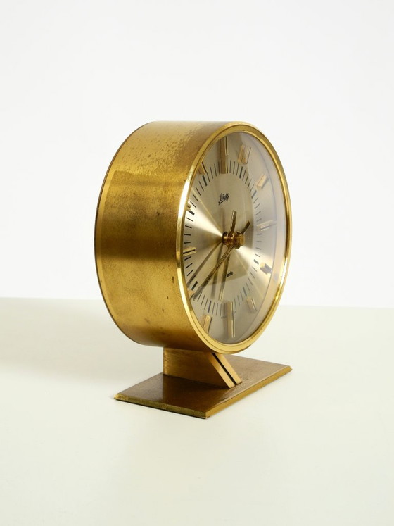 Zeldzame originele ronde messing tafelklok uit de jaren 60 van Schatz Duitsland – Klokken, Brass (photo 9 of 20)