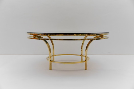 Image 1 of Round Double Frame Gilt and Smoked Glass Coffee Table, 1970s