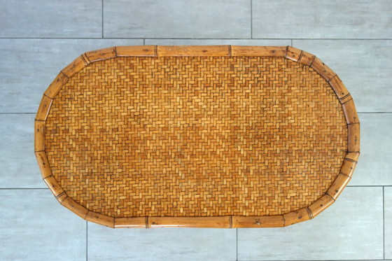 Image 1 of Vintage coffee table in bamboo and woven wicker