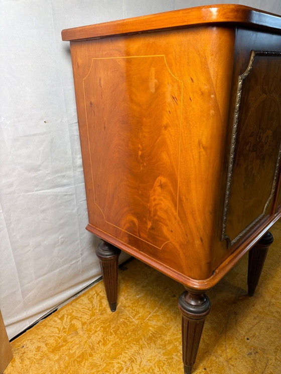 Image 1 of Exceptional Antique Marquetry Inlaid Hall Console / Sideboard – Circa 1900  Satinwood, Tulipwood & Rosewood Floral Inlay 