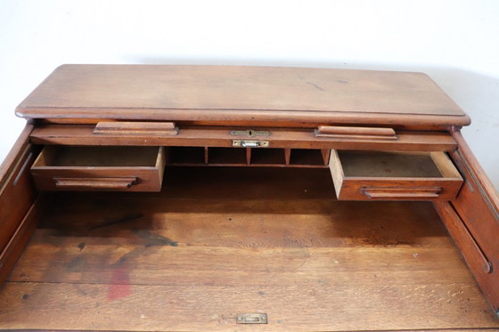 Image 1 of Escritorio con tapa enrollable en madera de roble, Italia, principios del siglo XX